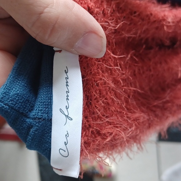 Ces Femme open cardigan, Blue-green & Rust, Sz M - Picture 6 of 7